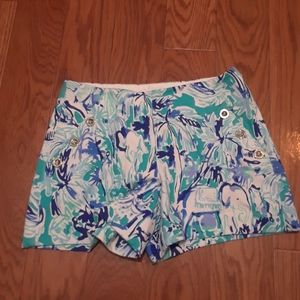 Lilly Pulitzer Marina Elephant Appeal Knit Shorts Size 0